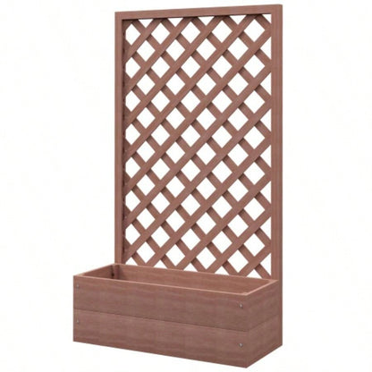 Outsunny Raised Garden Bed with Trellis Lattice, Wood Planter Box with Self Draining, Freestanding Trellis Planter Climbing Plants, Vines, Flowers, 29.5x 13.25x 53.25 Light Brown