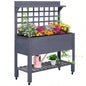 Outsunny 41 Raised Garden Bed with Trellis on Wheels, Wooden Elevated Planter Box with and Bed Liner, Flowers, Herbs Vegetables, Gray