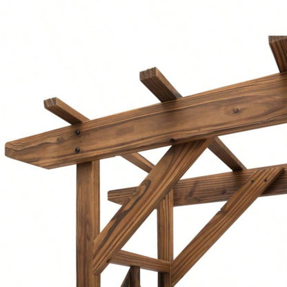 Outsunny 79in Wooden Garden Arbor Arch Trellis with Classic Countryside Style, Pergola Style Roof Climbing Vines Ceremony Party Weddings