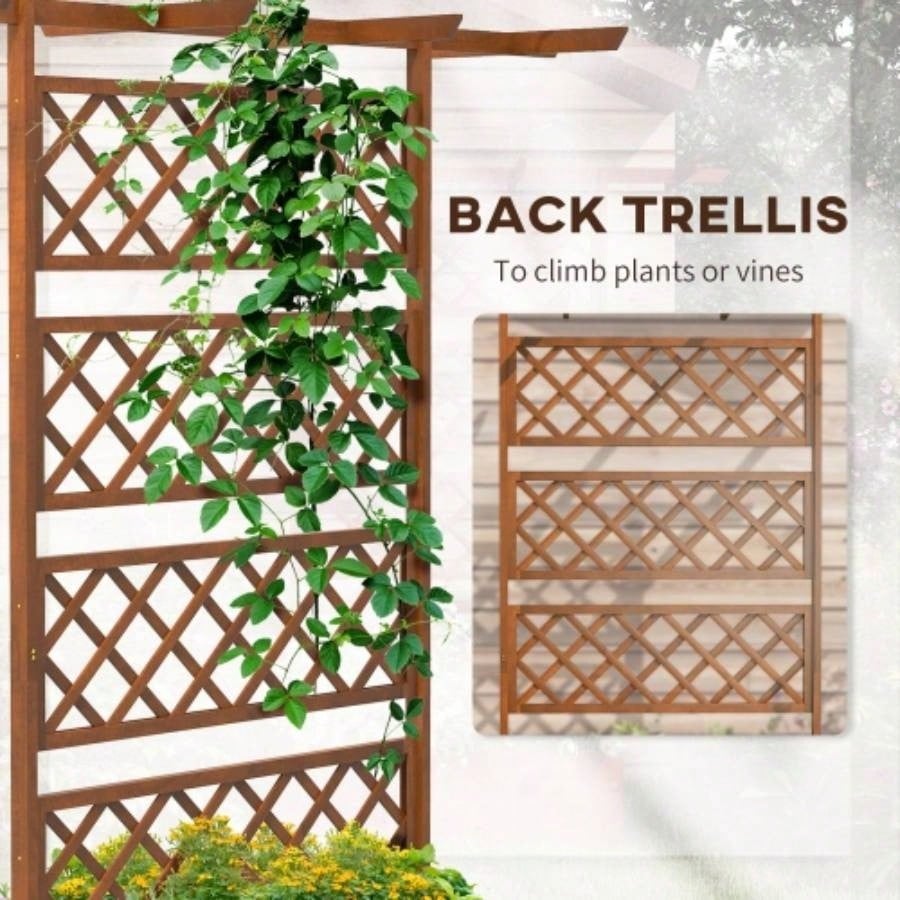 Outsunny Wood Planter with Trellis, Raised Garden Bed Privacy Screen Planter Box Climbing Plants, Vines, Vegetables, Flowers