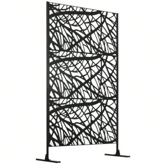 Outsunny Decorative Outdoor Privacy Screen, See - Through Outdoor Divider/Separator with Twisted Branch Motif Fun Shadows or Climbing Plant Trellis, Fence Panel Garden Walkway, Backyard, 6.5FT