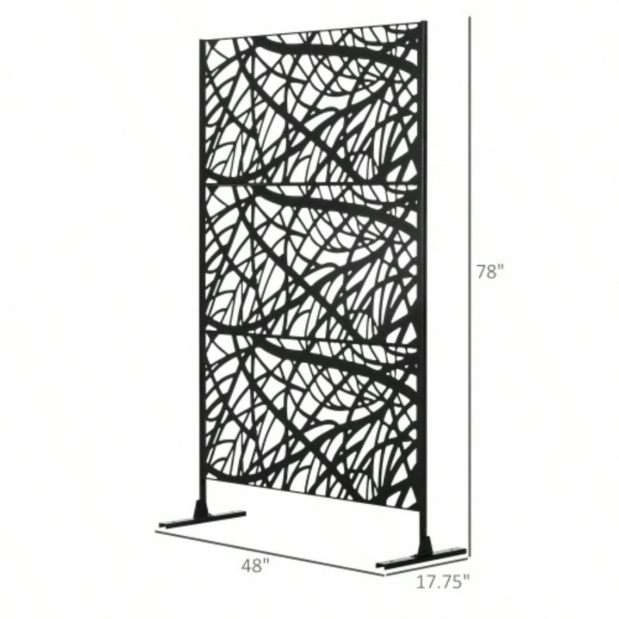 Outsunny Decorative Outdoor Privacy Screen, See - Through Outdoor Divider/Separator with Twisted Branch Motif Fun Shadows or Climbing Plant Trellis, Fence Panel Garden Walkway, Backyard, 6.5FT