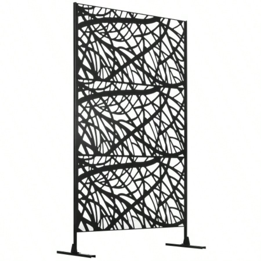 Outsunny Decorative Outdoor Privacy Screen, See - Through Outdoor Divider/Separator with Twisted Branch Motif Fun Shadows or Climbing Plant Trellis, Fence Panel Garden Walkway, Backyard, 6.5FT