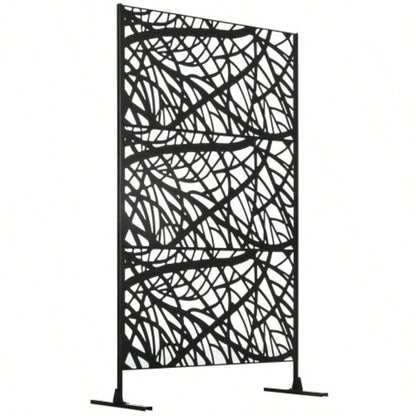 Outsunny Decorative Outdoor Privacy Screen, See - Through Outdoor Divider/Separator with Twisted Branch Motif Fun Shadows or Climbing Plant Trellis, Fence Panel Garden Walkway, Backyard, 6.5FT