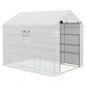 Outsunny 8x 6x Walk - in Greenhouse with Mesh Door and, 18 Shelf Green House with Trellis, Plant Labels, protective Growing Flowers, Herbs, Vegetables, Saplings, White