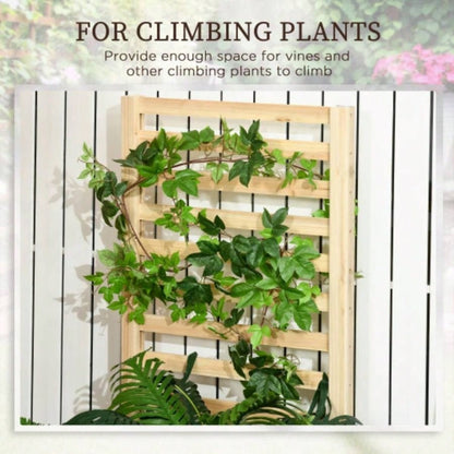 Outsunny Raised Garden Bed with Trellis and 2 Compartments, 43 Inch Wooden Planter Box Kit Outdoor Plants, Vegetables, Flowers, Herbs Climbing, Easy Assembly, Natural Tone