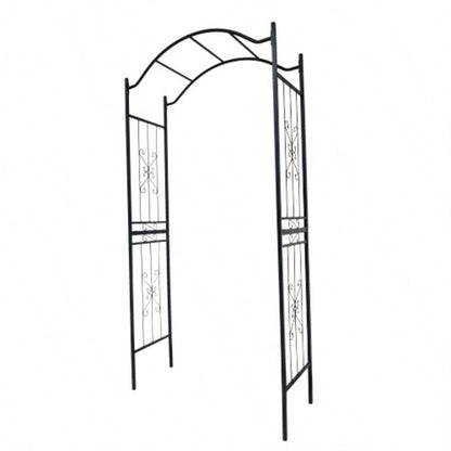Metal Garden Arch with black powder coated 3.6ft Lengthx 1.47ft Widthx. 5ft Height Climbing Plants Support Arch Outdoor Black Garden Arbors