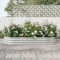 Raised Garden Bed Outdoor, Oval Large Metal Raised Planter Bed Plants, Vegetables, and Flowers - Silver