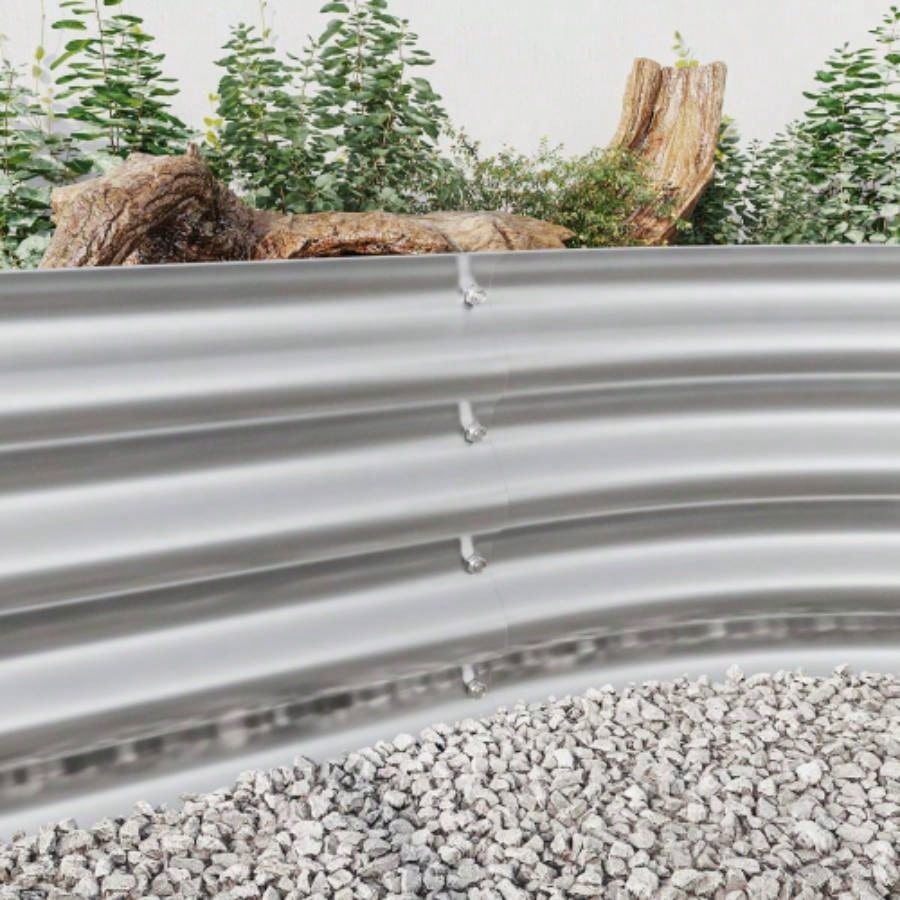 Raised Garden Bed Outdoor, Oval Large Metal Raised Planter Bed Plants, Vegetables, and Flowers - Silver