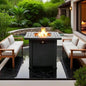 28 Propane Gas Fire Pit Table, 50000 BTU Square Steel Fire Pit Outside Patio Deck Garden Backyard - Black