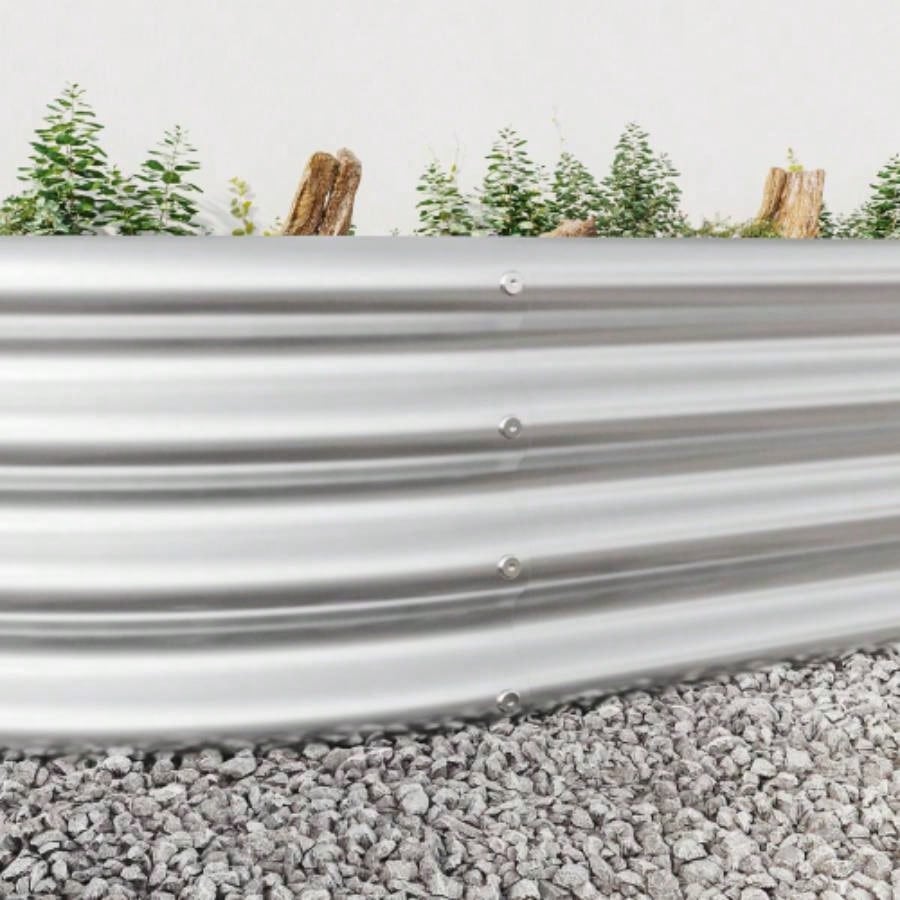 Raised Garden Bed Outdoor, Oval Large Metal Raised Planter Bed Plants, Vegetables, and Flowers - Silver