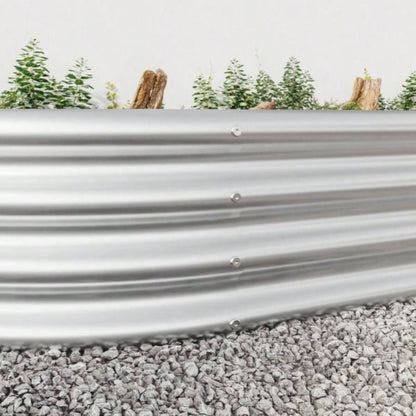 Raised Garden Bed Outdoor, Oval Large Metal Raised Planter Bed Plants, Vegetables, and Flowers - Silver