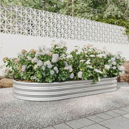 Raised Garden Bed Outdoor, Oval Large Metal Raised Planter Bed Plants, Vegetables, and Flowers - Silver