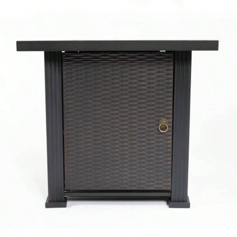 28 Propane Gas Fire Pit Table, 50000 BTU Square Steel Fire Pit Outside Patio Deck Garden Backyard - Black
