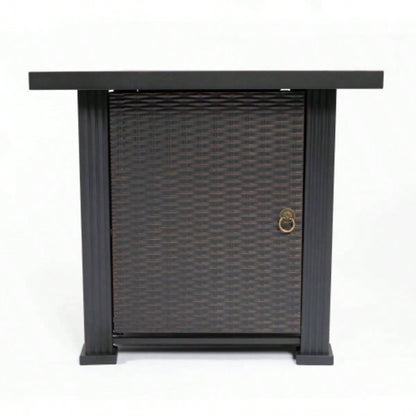 28 Propane Gas Fire Pit Table, 50000 BTU Square Steel Fire Pit Outside Patio Deck Garden Backyard - Black