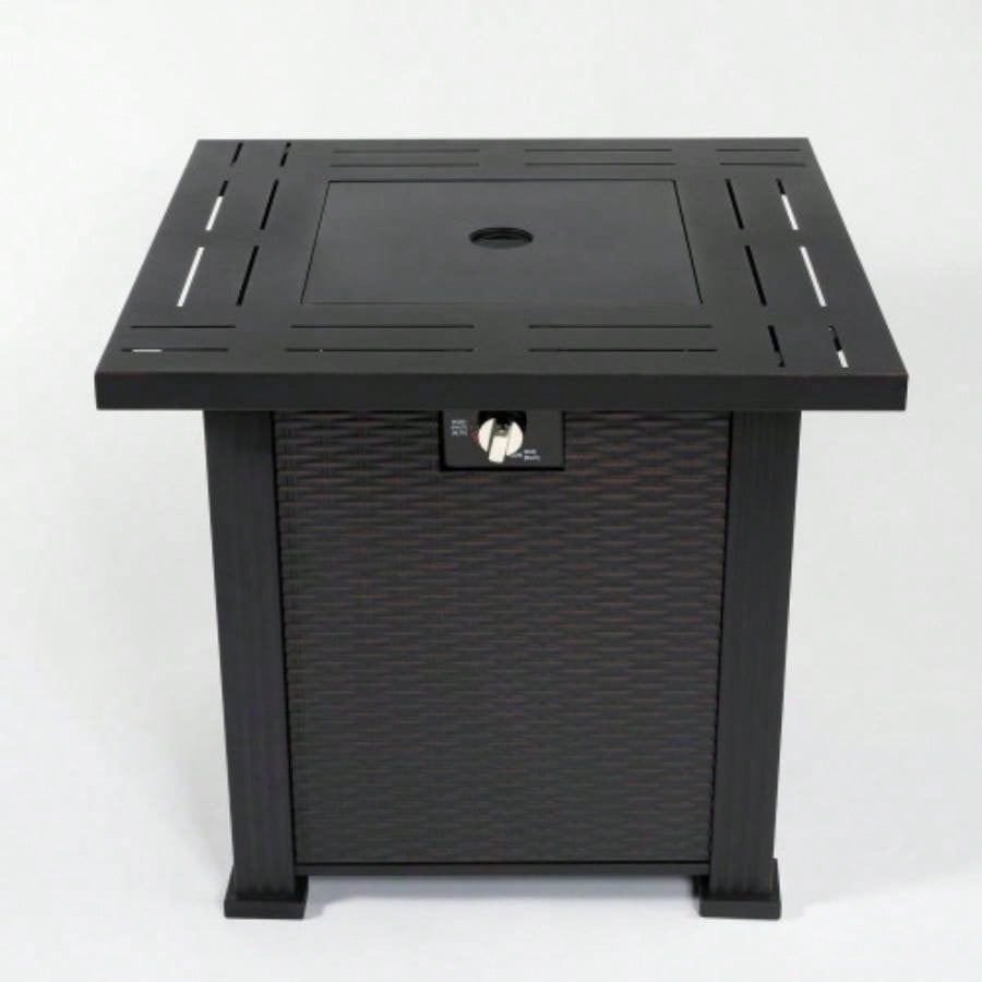 28 Propane Gas Fire Pit Table, 50000 BTU Square Steel Fire Pit Outside Patio Deck Garden Backyard - Black