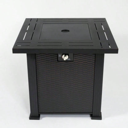 28 Propane Gas Fire Pit Table, 50000 BTU Square Steel Fire Pit Outside Patio Deck Garden Backyard - Black