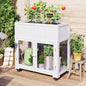TOPMAX Patio 35.4x17. 37.4 Wood Cold Frame, Compact 2 Doors Garden Greenhouse with Wheels, Raised Bed with Liner Indoor Outdoor Use, White