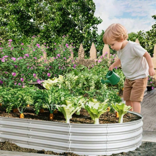 2Pcs 8x4x1ft Raised Garden Bed Kit, Galvanized Planter Raised Garden Beds Outdoor Vegetables, Flowers Herbs, Heavy Duty, Rust - Resistant, Easy Assembly