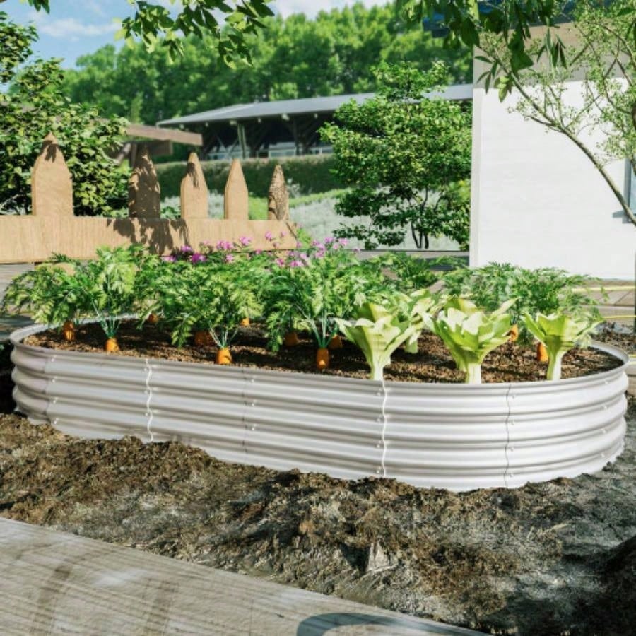 2Pcs 8x4x1ft Raised Garden Bed Kit, Galvanized Planter Raised Garden Beds Outdoor Vegetables, Flowers Herbs, Heavy Duty, Rust - Resistant, Easy Assembly