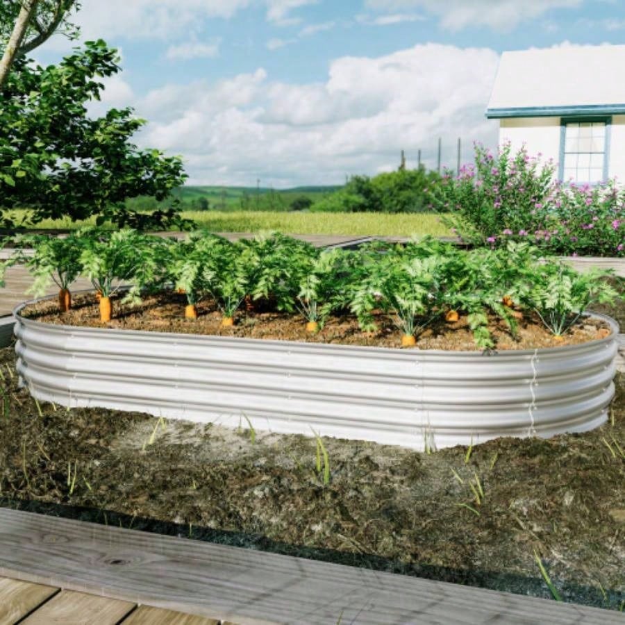 2Pcs 8x4x1ft Raised Garden Bed Kit, Galvanized Planter Raised Garden Beds Outdoor Vegetables, Flowers Herbs, Heavy Duty, Rust - Resistant, Easy Assembly