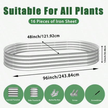 2Pcs 8x4x1ft Raised Garden Bed Kit, Galvanized Planter Raised Garden Beds Outdoor Vegetables, Flowers Herbs, Heavy Duty, Rust - Resistant, Easy Assembly