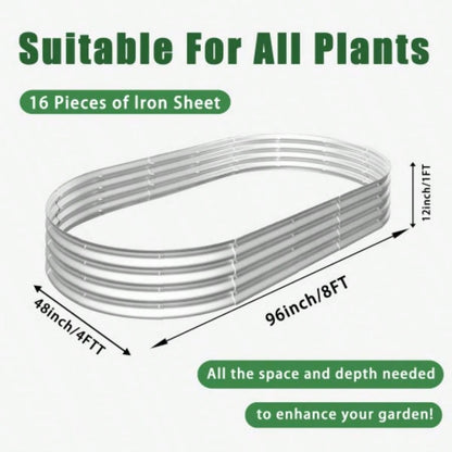 2Pcs 8x4x1ft Raised Garden Bed Kit, Galvanized Planter Raised Garden Beds Outdoor Vegetables, Flowers Herbs, Heavy Duty, Rust - Resistant, Easy Assembly