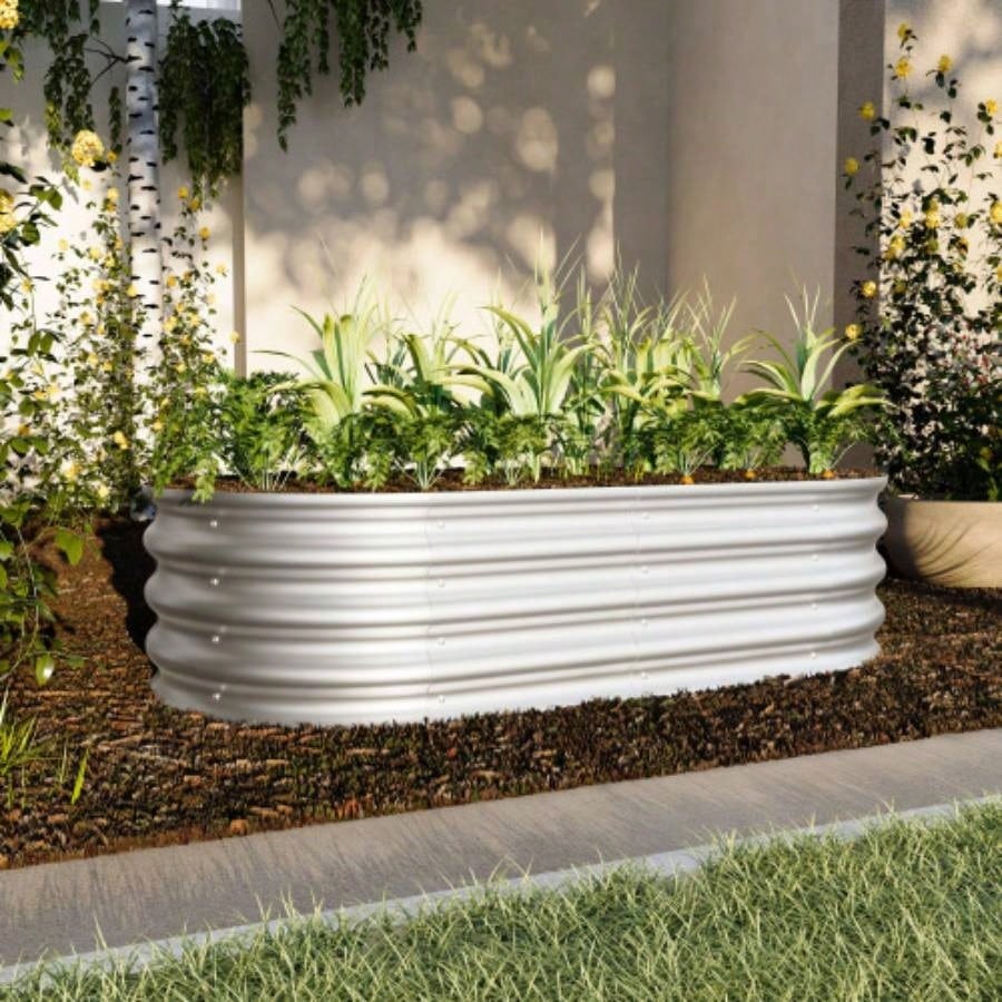 2Pcs 8x4x1ft Raised Garden Bed Kit, Galvanized Planter Raised Garden Beds Outdoor Vegetables, Flowers Herbs, Heavy Duty, Rust - Resistant, Easy Assembly
