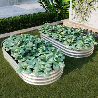 2Pcs 8x4x1ft Raised Garden Bed Kit, Galvanized Planter Raised Garden Beds Outdoor Vegetables, Flowers Herbs, Heavy Duty, Rust - Resistant, Easy Assembly