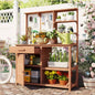 Assembly Video TOPMAX Fir Wood Potting with Hutch, Garden Workstation Planting, 4 Shelves Adjustable Storage, Pegboard with Hooks, 50.2Countertop, Drawer Cabinet, White