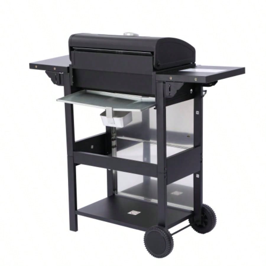 3 - Propane Gas BBQ Grill, 25650BTU Output With Wire Enamel Cooking Grids Outdoor Barbecue, Foldable Side Table, Stainless Steel