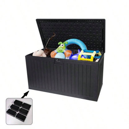 230 Gallon Resin Outdoor Deck Box Waterproof, Large Patio Storage Box with Lockable Storage Containers Patio Furniture Cushions, Pool Accessories, Garden Tools