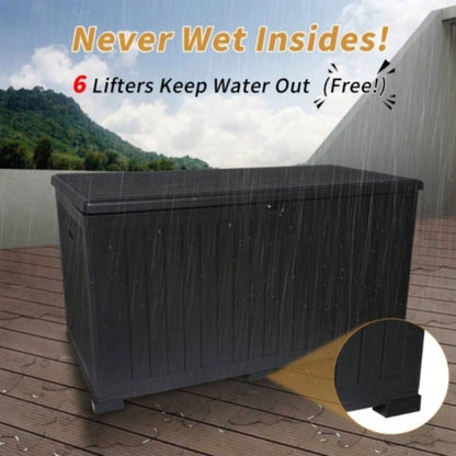 260 Gallon Resin Outdoor Deck Box Waterproof, Large Patio Storage Box with Lockable Storage Containers Patio Furniture Cushions, Pool Accessories, Garden Tools
