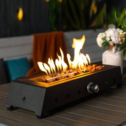 28 Propane Gas Fire Pits, 50000 BTU Rectangular Steel Fire Pit Outdoor living room Garden Balcony - Black