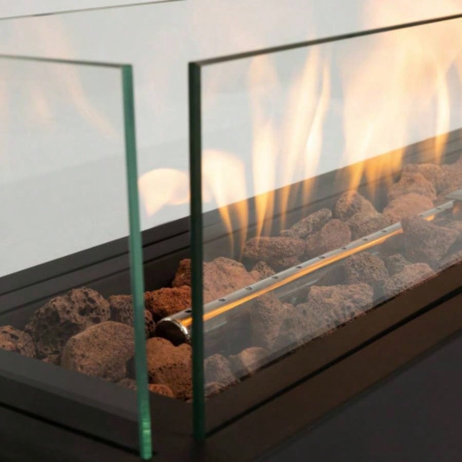 28 Propane Gas Fire Pits, 50000 BTU Rectangular Steel Fire Pit Outdoor living room Garden Balcony - Black