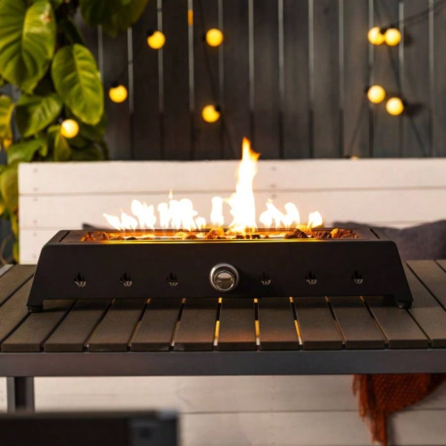28 Propane Gas Fire Pits, 50000 BTU Rectangular Steel Fire Pit Outdoor living room Garden Balcony - Black
