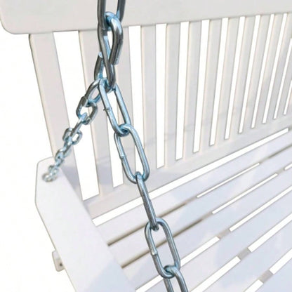 Front Porch Swing with Armrests, Wood Swing with Hanging Chains, Outdoor Patio, Garden Yard, porch, backyard, or sunroom, Easy to Assemble, white