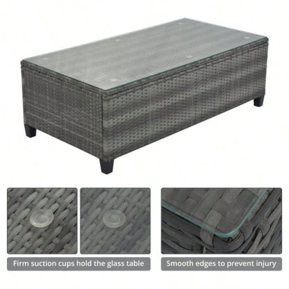 GO 8 - pieces Outdoor Wicker Round Sofa Set, Half - Moon Sectional Sets All Weather, Curved Sofa Set With Rectangular Coffee Table, PE Rattan - resistant and Protected, Movable Cushion, Beige