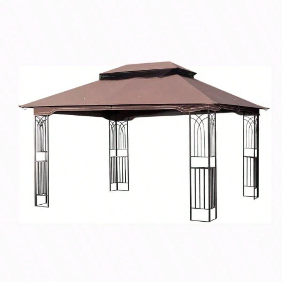 13x10 Outdoor Patio Gazebo Canopy Tent With Ventilated Double Roof And Mosquito netDetachable Mesh Screen On All SidesSuitable Lawn, Garden, Backyard and Deck, Brown Top