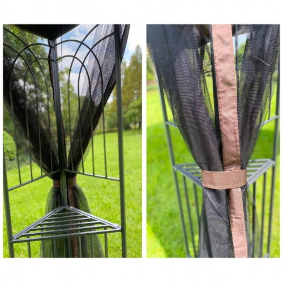 13x10 Outdoor Patio Gazebo Canopy Tent With Ventilated Double Roof And Mosquito netDetachable Mesh Screen On All SidesSuitable Lawn, Garden, Backyard and Deck, Brown Top