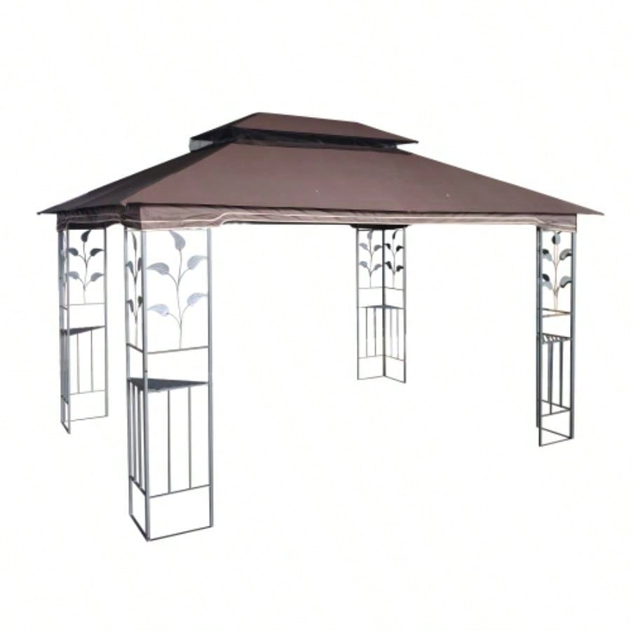 13x10 Outdoor Patio Gazebo Canopy Tent With Ventilated Double Roof And Mosquito netDetachable Mesh Screen On All SidesSuitable Lawn, Garden, Backyard and Deck, Brown Top