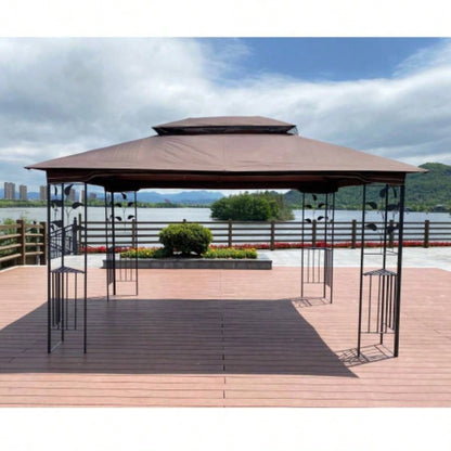 13x10 Outdoor Patio Gazebo Canopy Tent With Ventilated Double Roof And Mosquito netDetachable Mesh Screen On All SidesSuitable Lawn, Garden, Backyard and Deck, Brown Top