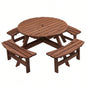 6 - Person Circular Outdoor Wooden Picnic Table Patio, Backyard, Garden,/ 3 Built - in Benches, 1720lb Capacity - Natural