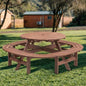 6 - Person Circular Outdoor Wooden Picnic Table Patio, Backyard, Garden,/ 3 Built - in Benches, 1720lb Capacity - Natural