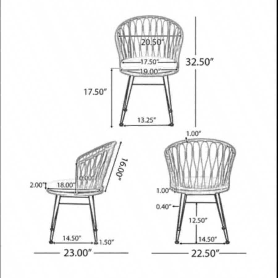 TAVON CHAIR, 2PCS with 2 Cushions, Gray