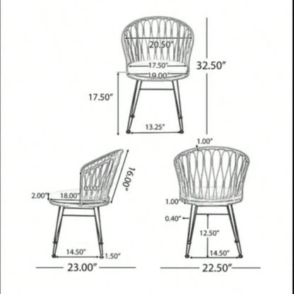 TAVON CHAIR, 2PCS with 2 Cushions, Gray
