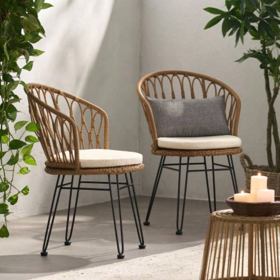 TAVON CHAIR, 2PCS with 2 Cushions, Gray
