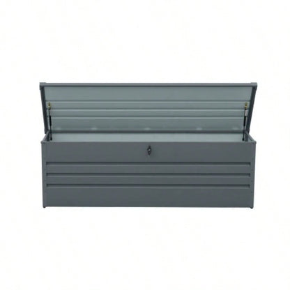 260 Gallon Metal Outdoor Deck Box Waterproof, Large Patio Storage Box with Lockable Storage Containers Patio Furniture Cushions, Pool Accessories, Garden Tools Dark Gray