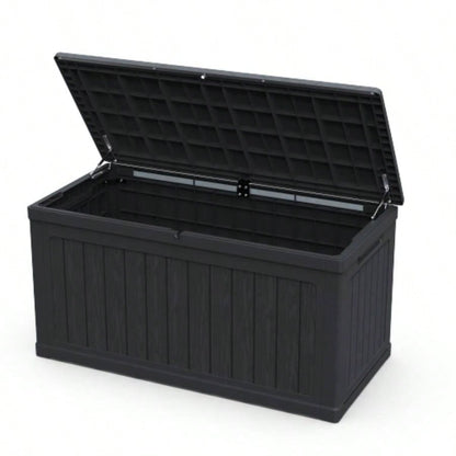230 Gallon Large Outdoor Storage XXL Deck Box Patio Furniture, Outdoor Cushions, Garden Tools and Sports/Pools Equipment, Waterproof Resin, Lockable, Black