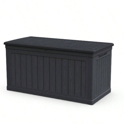 230 Gallon Large Outdoor Storage XXL Deck Box Patio Furniture, Outdoor Cushions, Garden Tools and Sports/Pools Equipment, Waterproof Resin, Lockable, Black
